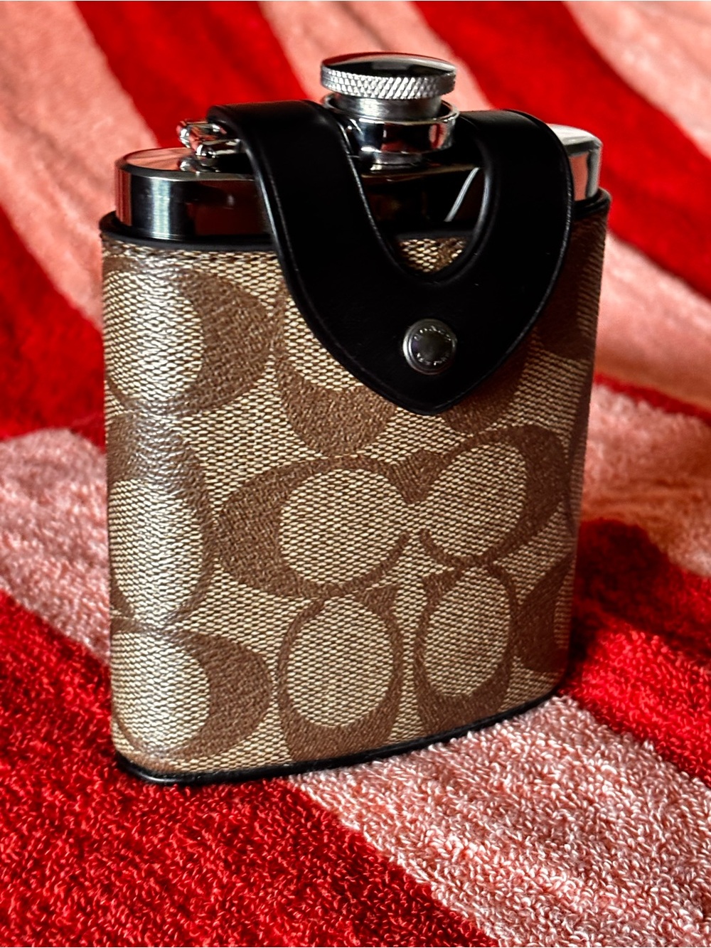 Authentic Coach Signature Flask – Brown/Black Monogram